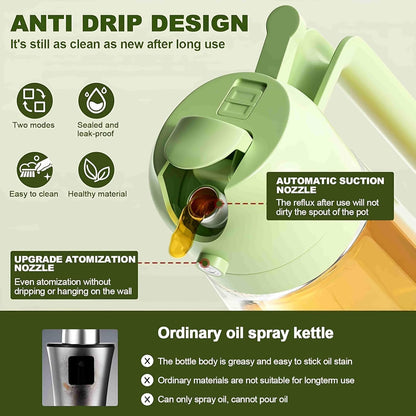 Glass Oil Dispenser Bottle Spray and Pour Leakproof for Cooking