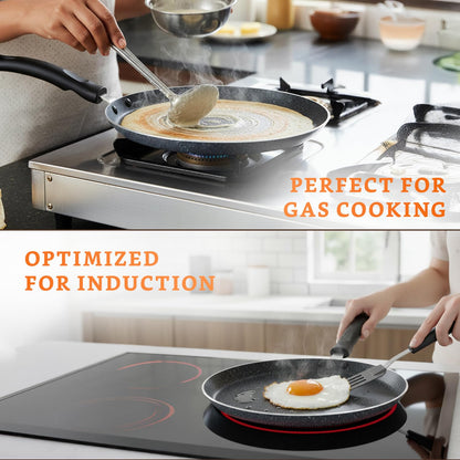 Vinzesta 25cm Non-Stick Dosa Tawa Granite Finish Induction Base Grey