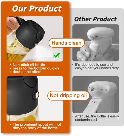 Glass Oil Dispenser Bottle Spray and Pour Leakproof for Cooking
