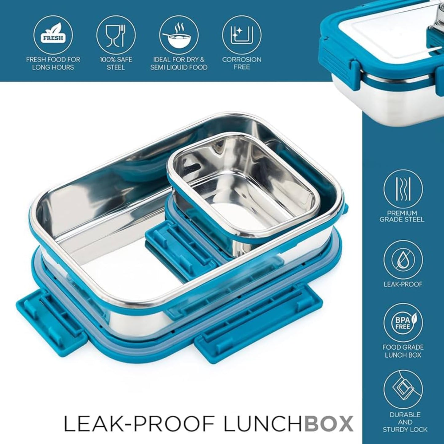 Stainless Steel Leak Proof Lunch Box Airtight with Inner Container