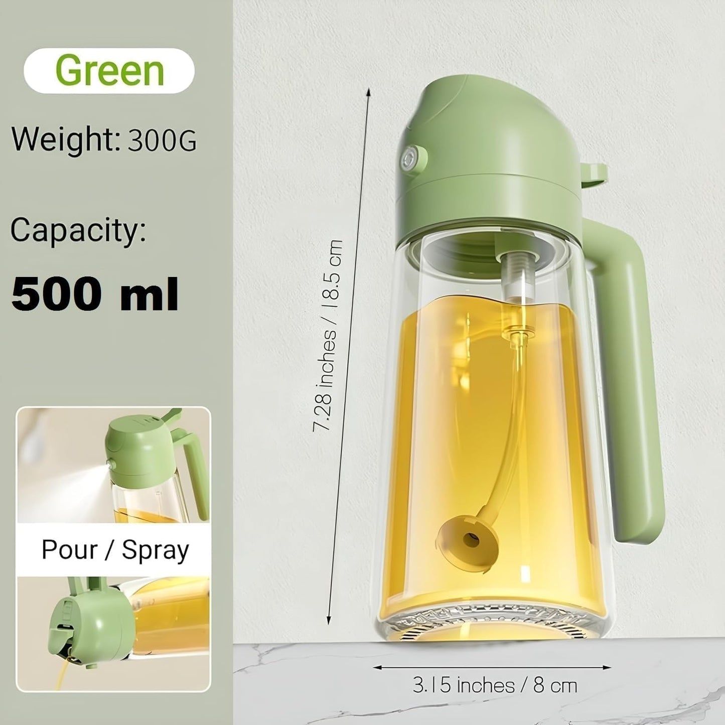 Glass Oil Dispenser Bottle Spray and Pour Leakproof for Cooking