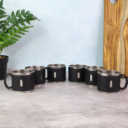 Vinzesta Stainless Steel Coffee Mug Set 6 Pcs Double Wall Insulated Cups