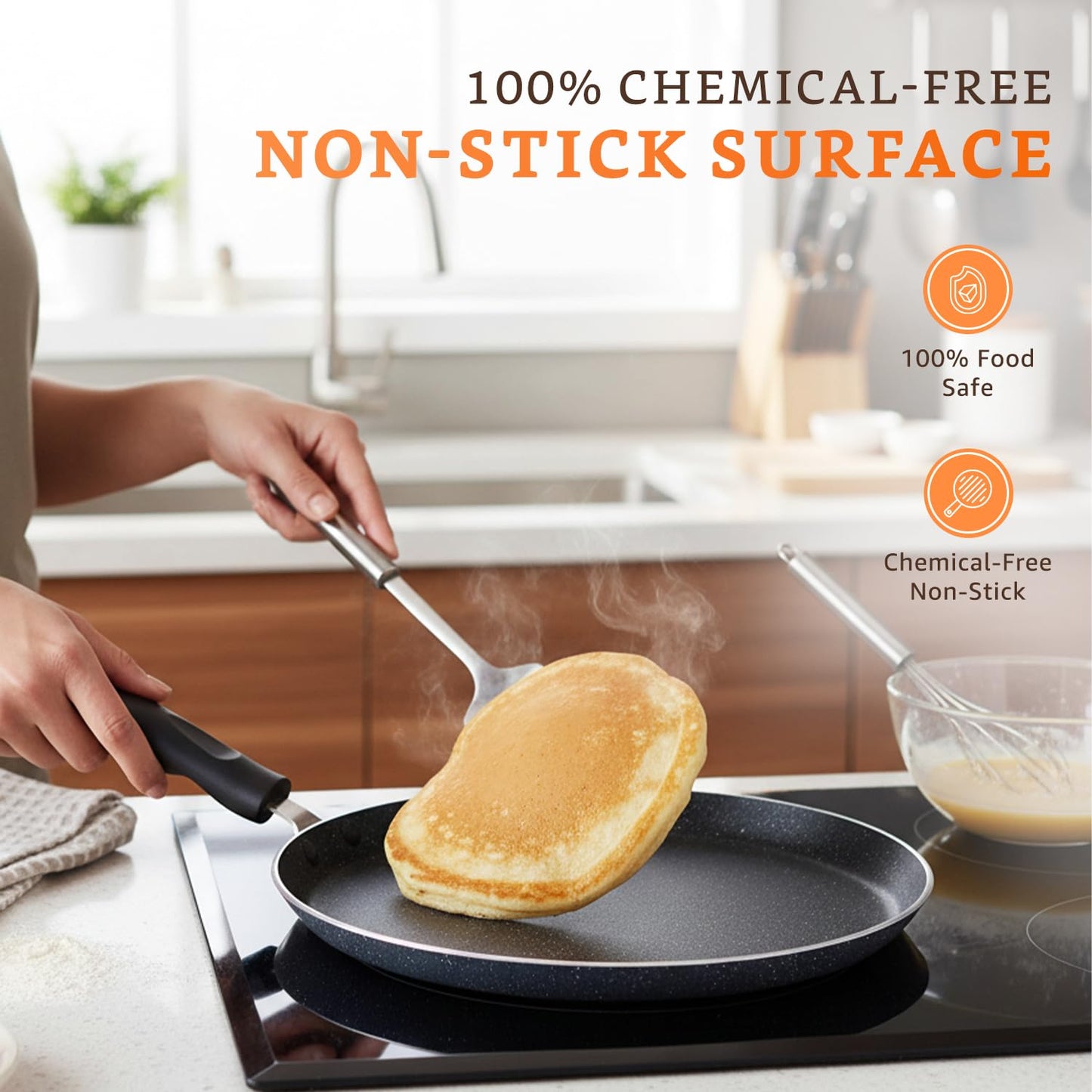 Vinzesta 25cm Non-Stick Dosa Tawa Granite Finish Induction Base Grey