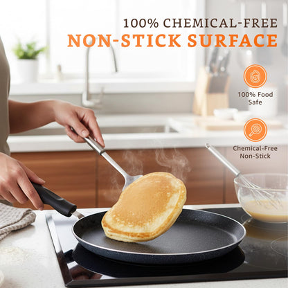 Vinzesta 25cm Non-Stick Dosa Tawa Granite Finish Induction Base Grey