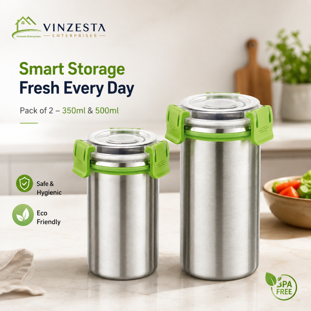 Stainless Steel Food Container Combo Set of 2, 350ml & 500ml