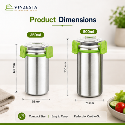 Stainless Steel Food Container Combo Set of 2, 350ml & 500ml