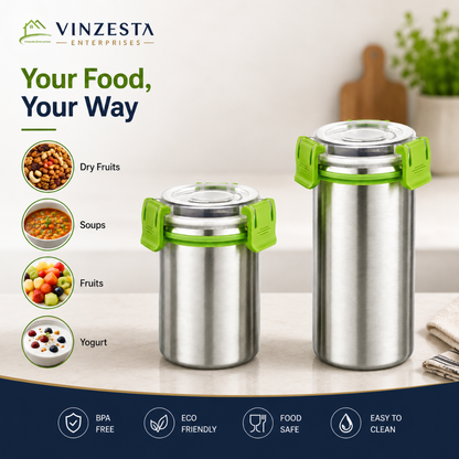 Stainless Steel Food Container Combo Set of 2, 350ml & 500ml
