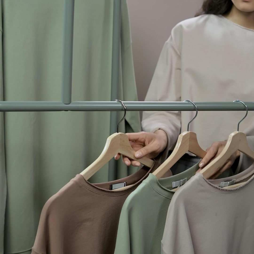 Vinzesta Wooden Clothes Hangers for Wardrobe Durable Coat Hanger Pack of 6