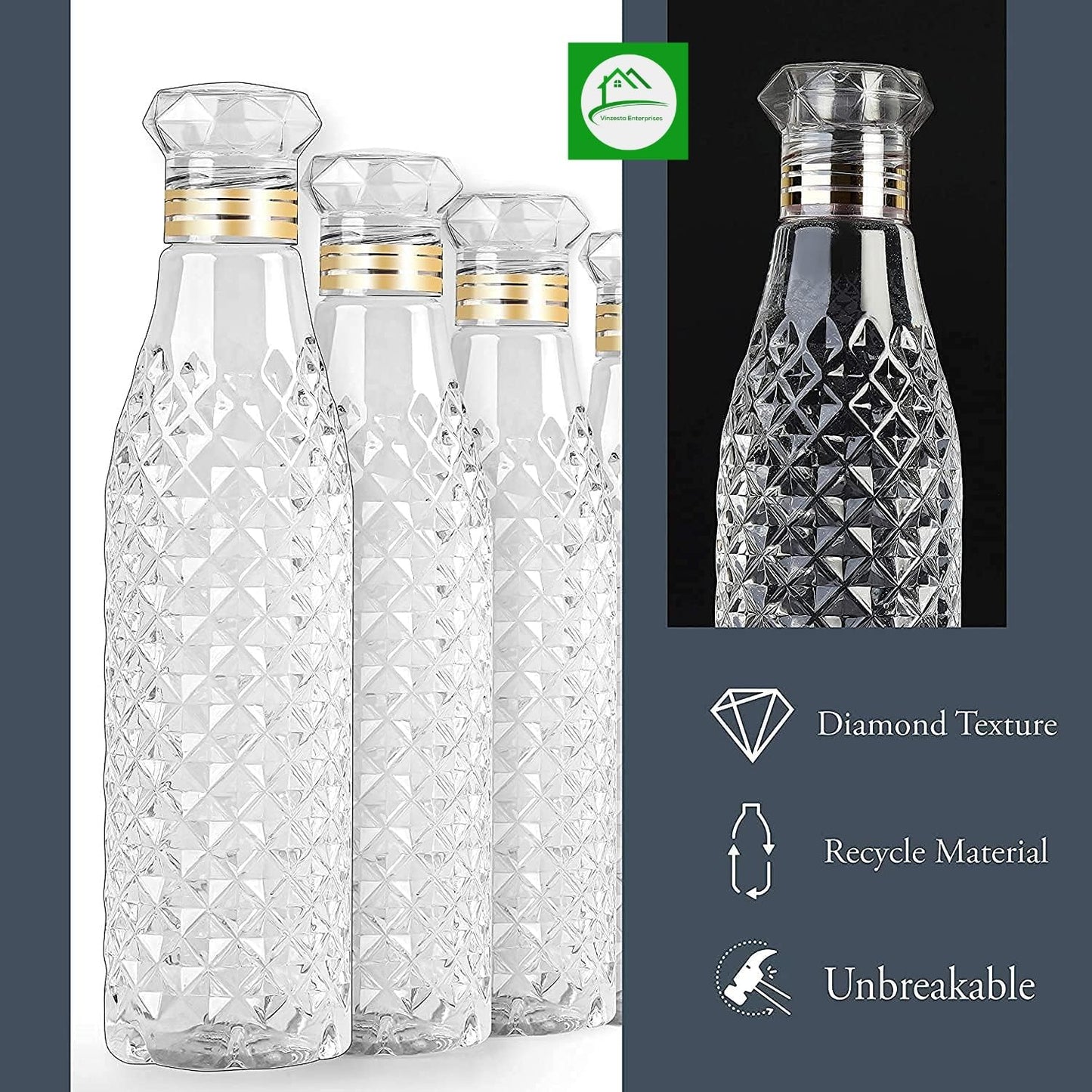 Transparent Water Bottle Set Leakproof Reusable Plastic Bottles Pack of 6