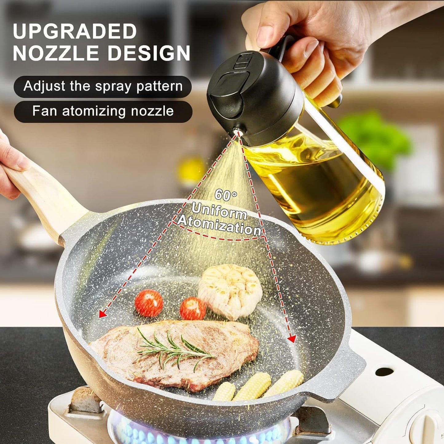 Glass Oil Dispenser Bottle Spray and Pour Leakproof for Cooking
