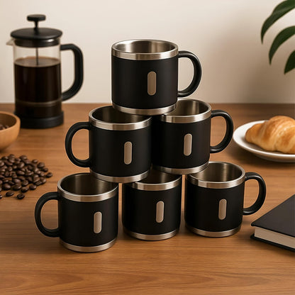 Vinzesta Stainless Steel Coffee Mug Set 6 Pcs Double Wall Insulated Cups