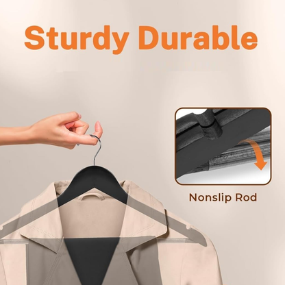 Vinzesta Wooden Clothes Hangers for Wardrobe Durable Coat Hanger Pack of 6