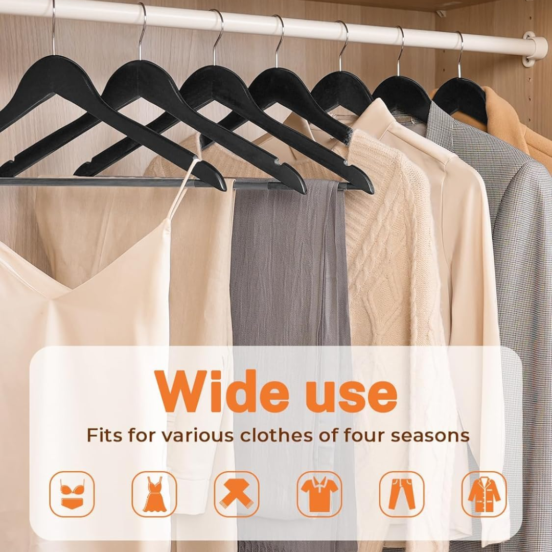 Vinzesta Wooden Clothes Hangers for Wardrobe Durable Coat Hanger Pack of 6