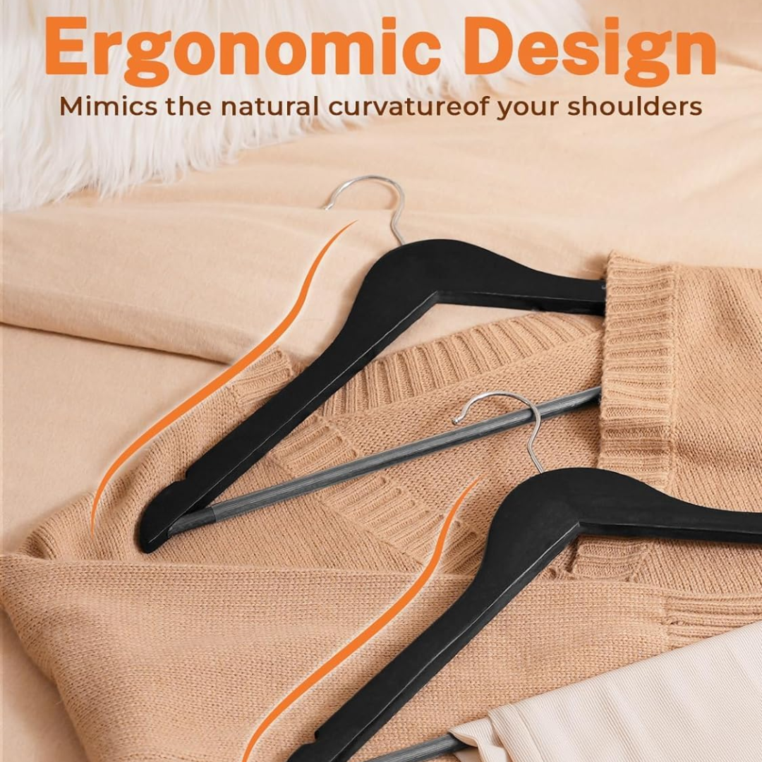 Vinzesta Wooden Clothes Hangers for Wardrobe Durable Coat Hanger Pack of 6