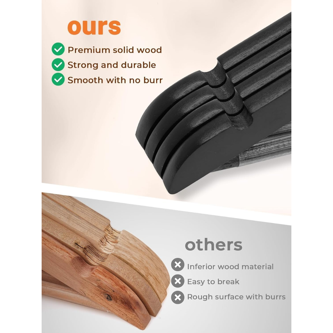 Vinzesta Wooden Clothes Hangers for Wardrobe Durable Coat Hanger Pack of 6