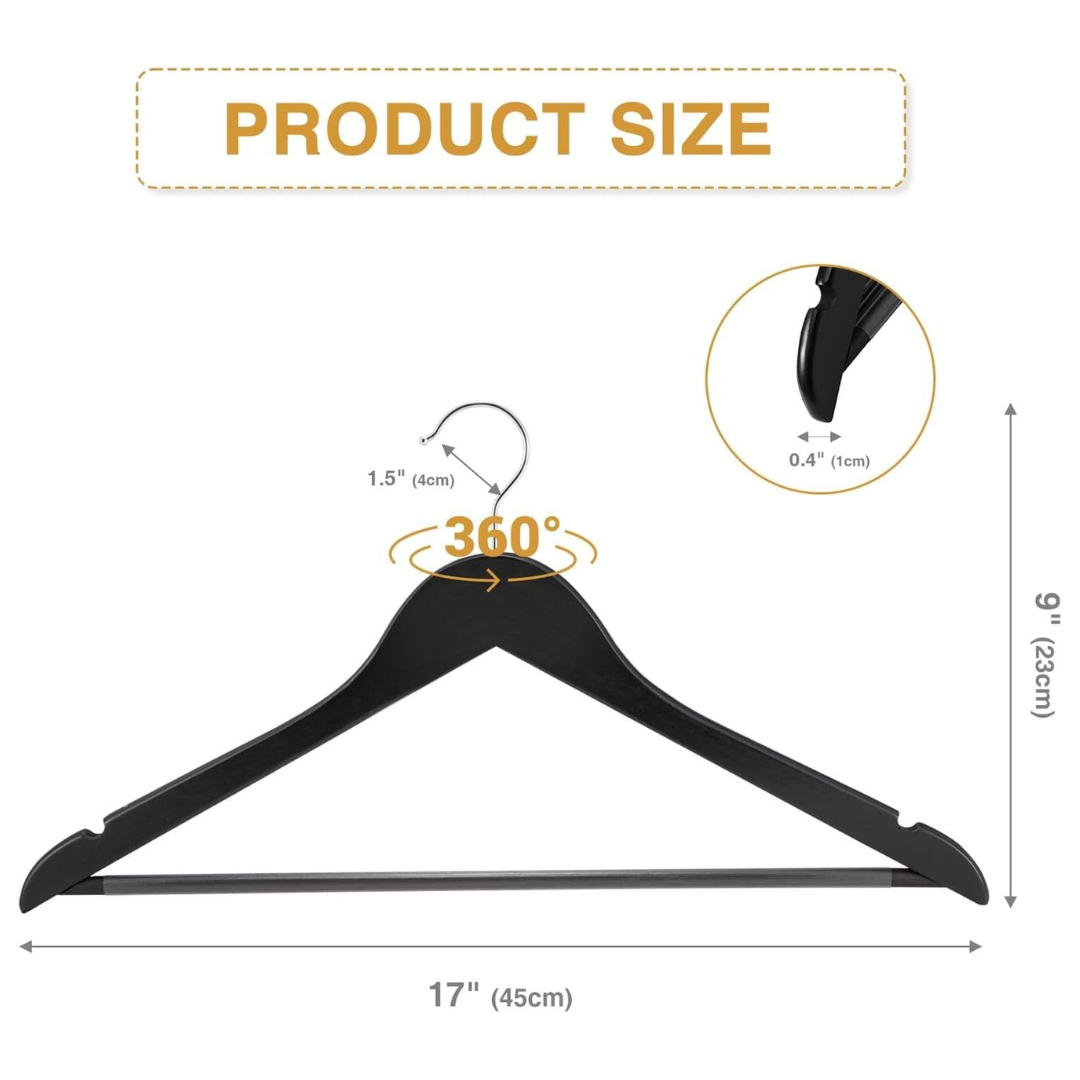 Vinzesta Wooden Clothes Hangers for Wardrobe Durable Coat Hanger Pack of 6