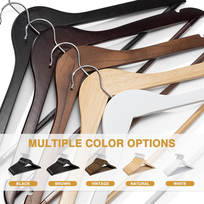 Vinzesta Wooden Clothes Hangers for Wardrobe Durable Coat Hanger Pack of 6