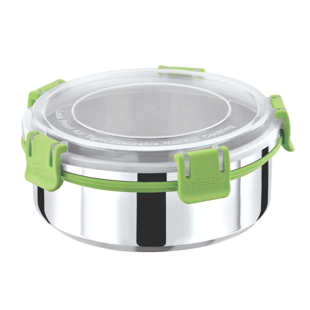 Stainless Steel Lunch Box 850ml with Leakproof Lid and Secure Locking Clips