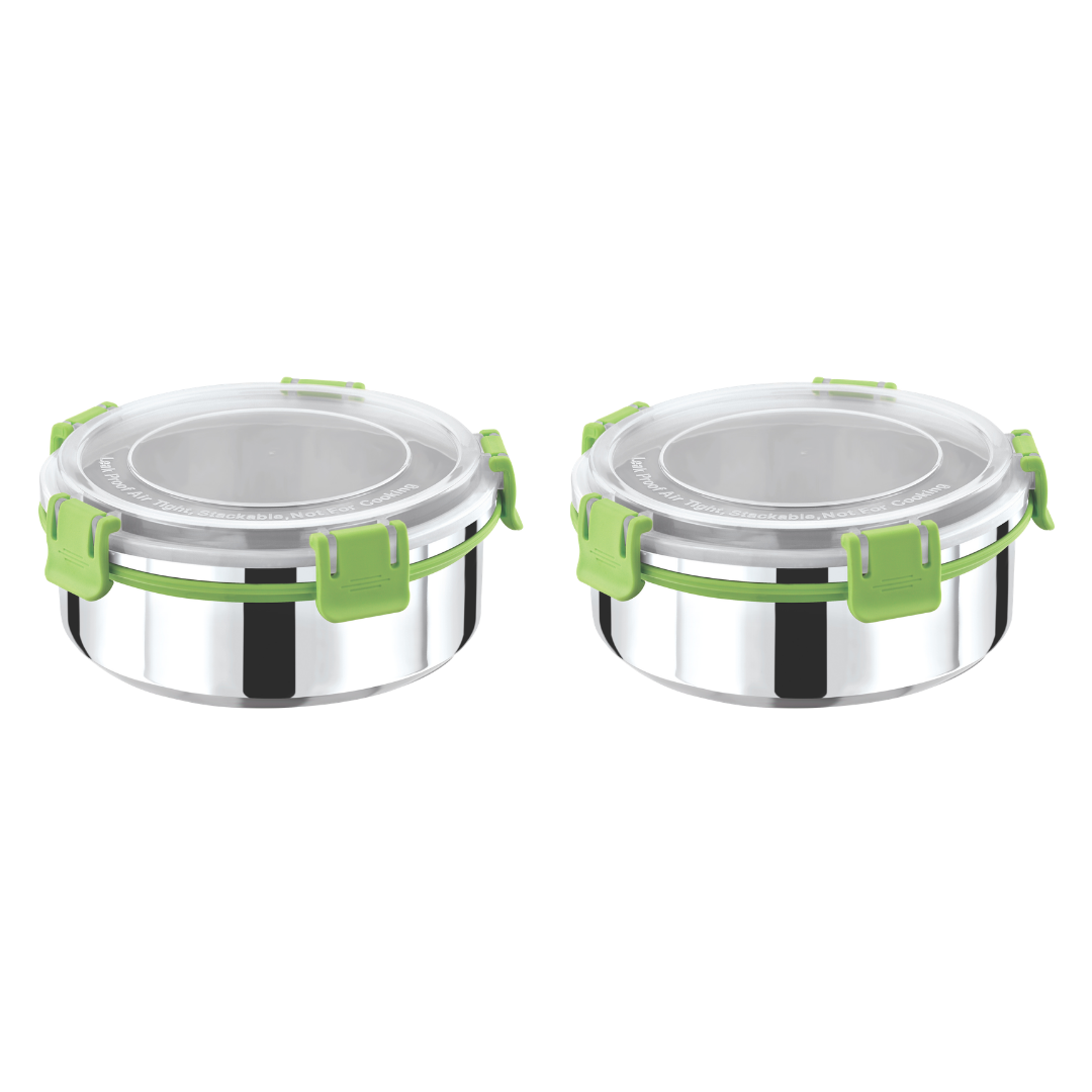 Stainless Steel Lunch Box 850ml with Leakproof Lid and Secure Locking Clips