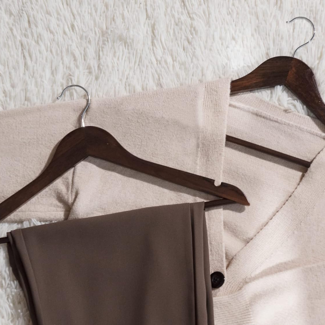 Vinzesta Wooden Clothes Hangers for Wardrobe Durable Coat Hanger Pack of 6