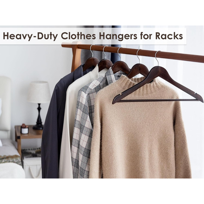 Vinzesta Wooden Clothes Hangers for Wardrobe Durable Coat Hanger Pack of 6