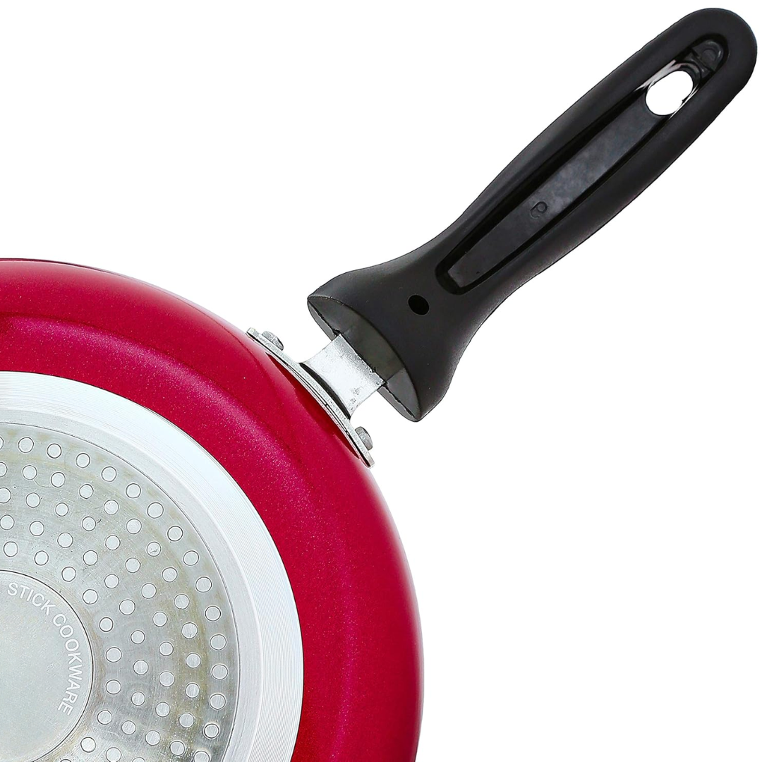 Vinzesta 22cm Non-Stick Fry Pan for Induction & Gas Stove Red Finish