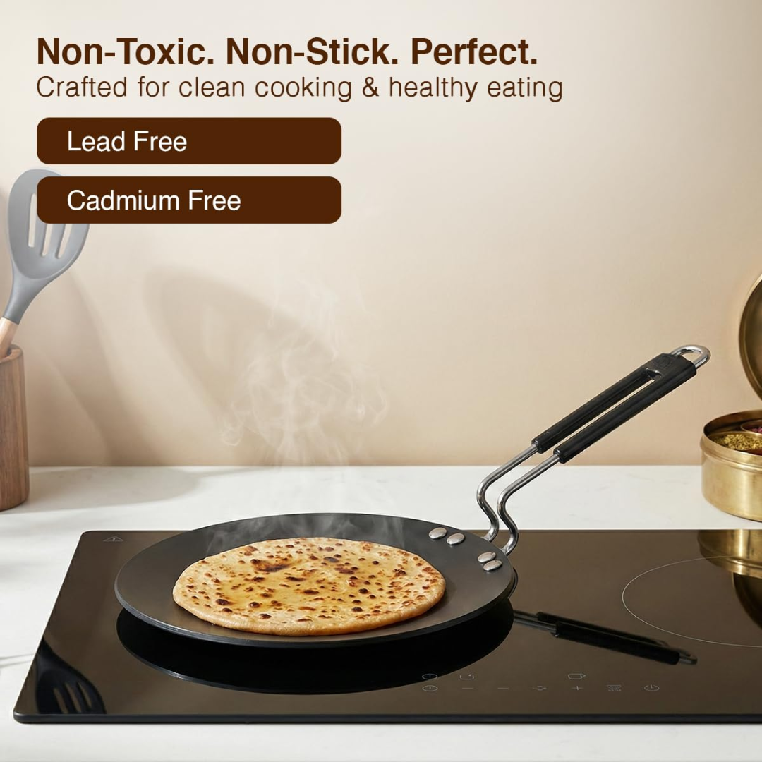 Vinzesta 22.5cm Hard Anodised Roti Tawa Induction & Gas Compatible