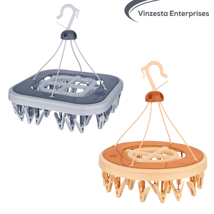 Baby Clothes Hanger Set Square Grey & Round Beige Plastic Drying Rack Pack of 2