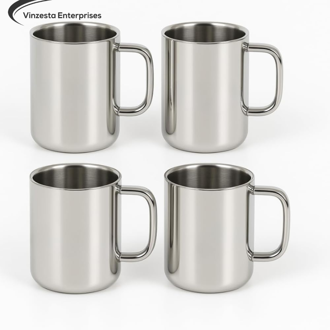 Stainless Steel Coffee Mugs Set, 240 ml