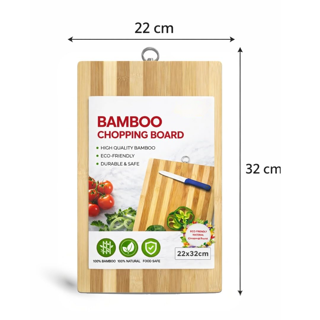 Bamboo Cutting Board Wooden Chopping Board Beige Large 32x22cm Heavy Duty
