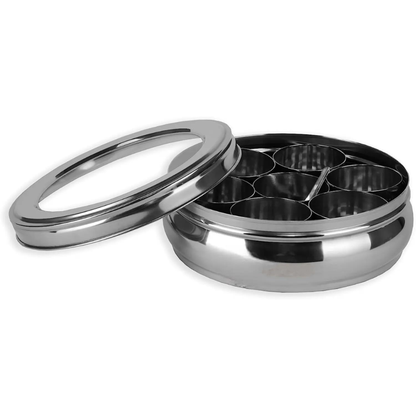 Stainless Steel Masala Box Spice Storage Container Silver 7 Bowl Leak Proof